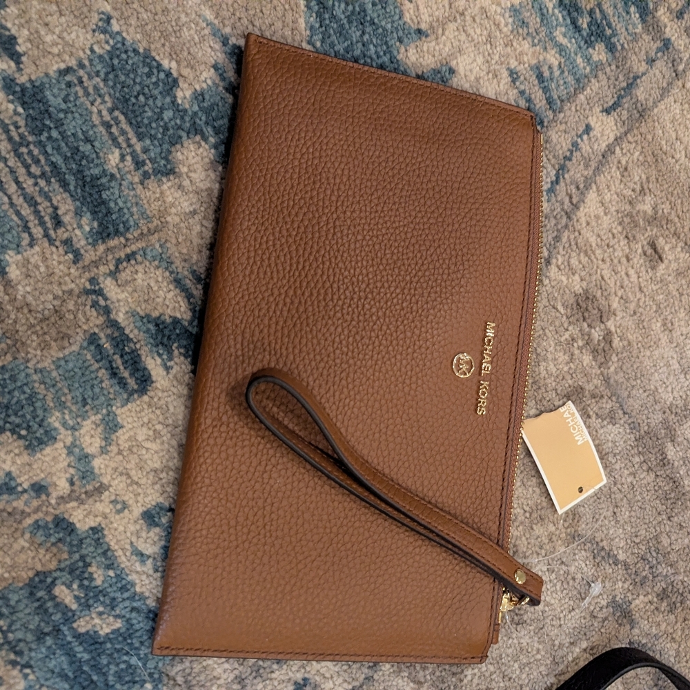 Michael Kors Brown Leather Wristlet